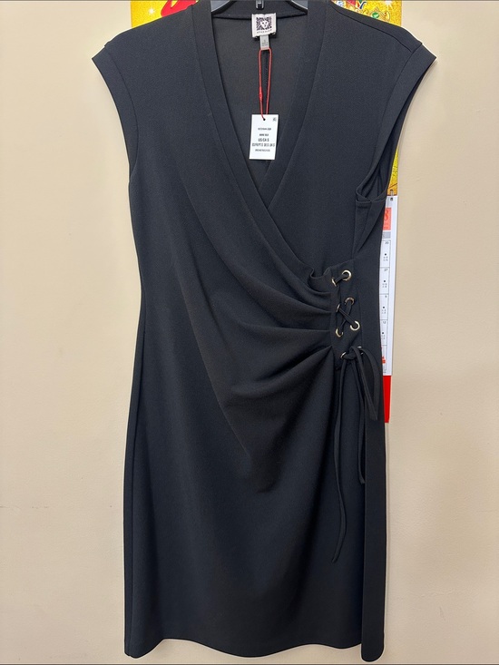 Anne Klein Dresses & Skirts - Anne Klein Black Sleeveless Wrap-Style Midi Dress with Side Lace-Up